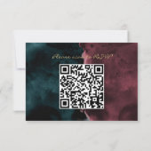 ターコイズとバーガンディの水彩QRコード招待状返信 出欠カード (裏面)