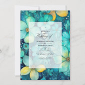 ターコイズとパティーナ結婚フローラ 招待状 (正面)