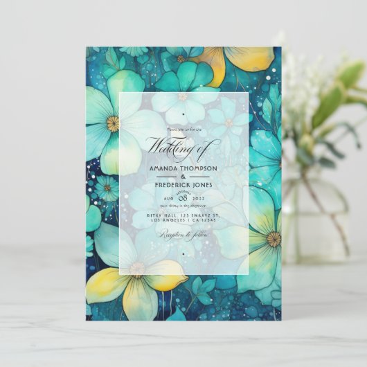 ターコイズとパティーナ結婚フローラ 招待状 (スタンド正面)