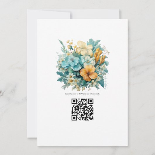 ターコイズとパティーナ結婚フローラ 招待状 (裏面)