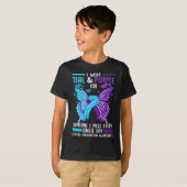 ターコイズとパープルのリボン 自殺予防啓発 Tシャツ (正面フル)