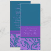 ターコイズとパープルの結婚誓約更新招待状 招待状 (正面/裏面)