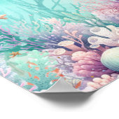 ターコイズとパープルマーメイド1st birthday welcome ポスター (角)