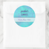 ターコイズとパープルミスティ抽象芸術キャンドル ラウンドシール (バッグ)