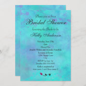 ターコイズとパープルミスティ抽象芸術ブライダルシャワー 招待状 (正面/裏面)
