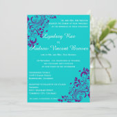 ターコイズとパープル結婚式招待状 招待状 (スタンド正面)