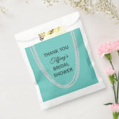 ターコイズとパールブライダルシャワーサンキューユー フェイバーバッグ (封をした状態)