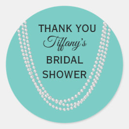 ターコイズとパールブライダルシャワーサンキューユー ラウンドシール
