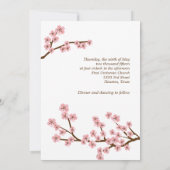 ターコイズとピンクのさくらんぼの花（垂直）結婚の 招待状 (裏面)