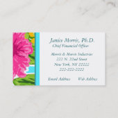 ターコイズとピンクのトロピカルフラワーのイニシャルコール 名刺 (裏面)