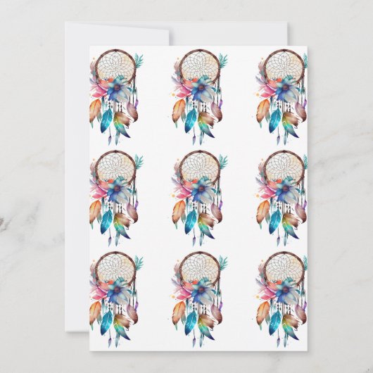 ターコイズとピンクのドリームキャッチャー女の子の赤ちゃんシャワー 招待状 (裏面)