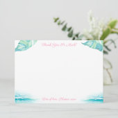 ターコイズとピンクの目的地のウェディングシャワー サンキューカード (スタンド正面)