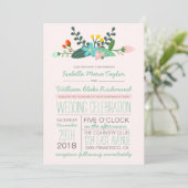 ターコイズとピンクの花束 ウェディング招待状 招待状 (スタンド正面)