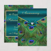 ターコイズとピーコックの婚約発表 案内状 (正面/裏面)