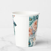 ターコイズとピーチのローズ ダイヤモンド ウェディング 紙コップ (右)