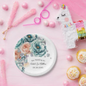 ターコイズとピーチダイアモンド結婚ズ ペーパープレート (パーティー)