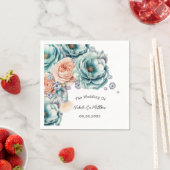 ターコイズとピーチバラ結婚ダイヤモンドズ スタンダードカクテルナプキン (インサイチュ)