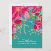 ターコイズとフクシアの色を添えて、 私のウェディングパーティーの中で一番大切な人になってくれる？ 招待状 (正面)