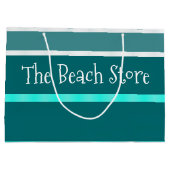 ターコイズとブライトティール（緑がかった色）ストライプ ラージペーパーバッグ (裏面)