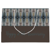 ターコイズとブラウンエレガントパターン（の模様が）ある ラージペーパーバッグ (正面)