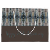 ターコイズとブラウンエレガントパターン（の模様が）ある ラージペーパーバッグ (裏面)