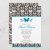 ターコイズとブラウンバタフライスイート16インビタイトン 招待状 (正面/裏面)