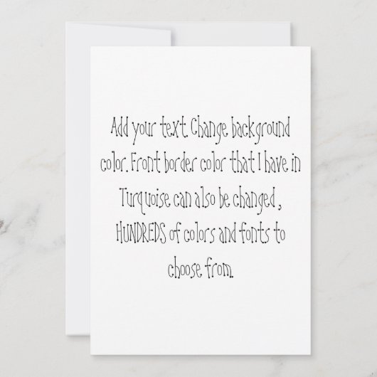 ターコイズとブラックのオールオケージョンサプライズパーティー 招待状 (裏面)