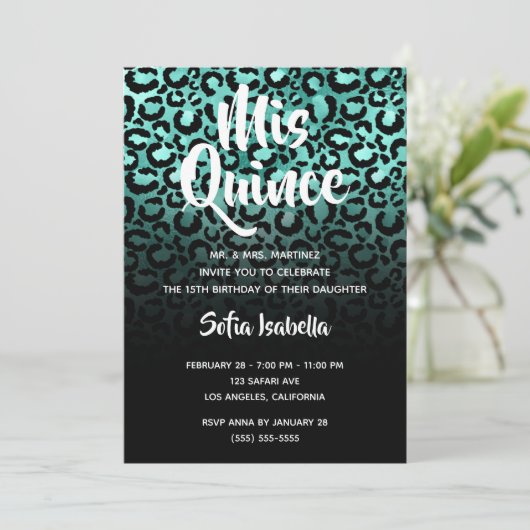 ターコイズとブラックグラムレオパードグラデーションミカンス 招待状 (スタンド正面)