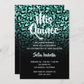 ターコイズとブラックグラムレオパードグラデーションミカンス 招待状 (正面/裏面)