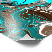 ターコイズとブラックサテン流体アート フォトプリント            (角)