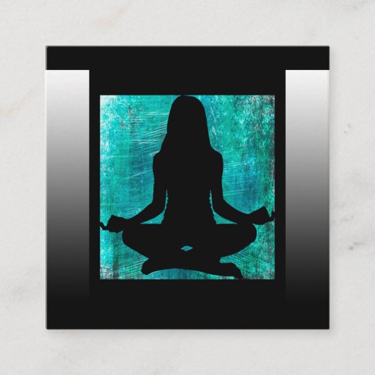 ターコイズとブラック仲介ヨガビジネスカード スクエア名刺 (正面)