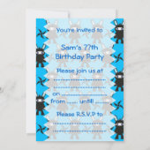 ターコイズとブラック忍者のバニーパターン 招待状 (裏面)