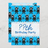 ターコイズとブラック忍者のバニーパターン 招待状 (正面/裏面)