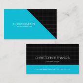 ターコイズとブラック·グリッドの名クール刺 名刺 (正面/裏面)