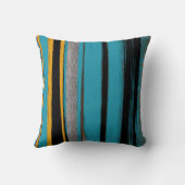 ターコイズとブラック – 抽象芸術アートストライプズ クッション (裏面)