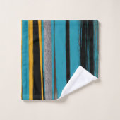 ターコイズとブラック – 抽象芸術アートストライプズ バスタオルセット (ウォッシュタオル)