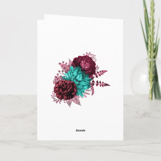 ターコイズとブルゴーニュ結婚ーフローラ サンキューカード (裏面)