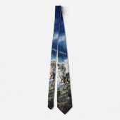 ターコイズとブルーのファンタジードラゴン groom's men ネクタイ (裏面)