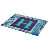 ターコイズとブルーマーブルパーソナライズされた カッティングボード (角)