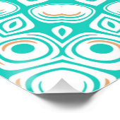 ターコイズとベージュ海マンダラパターン ポスター (コーナー)