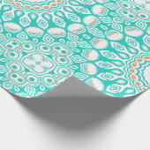 ターコイズとベージュ海マンダラパターン ラッピングペーパー (角)