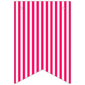 ターコイズとホットピンクのストライプハッピーバースデー バンティングフラッグ (第1の旗)