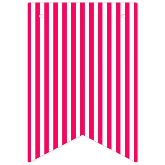 ターコイズとホットピンクのストライプハッピーバースデー バンティングフラッグ (第1の旗)