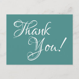 ターコイズとホワイトのカリグラフィー・サンキュー ポストカード