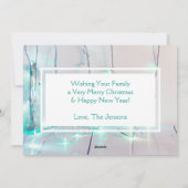 ターコイズとホワイトのクリスマスイルミネーション フォト ホリデー シーズンカード (裏面)