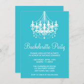 ターコイズとホワイトのシャンデリア ブライズメイドパーティー 招待状 (正面/裏面)