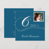 ターコイズとホワイトのモダンクラシック卒業式 招待状 (正面/裏面)