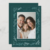 ターコイズとホワイトの地球平和とすべての人々への善意 シーズンカード (正面/裏面)