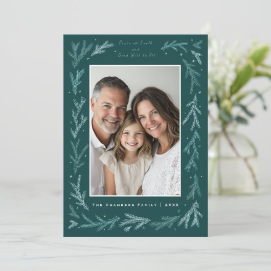 ターコイズとホワイトの地球平和とすべての人々への善意 シーズンカード (スタンド正面)