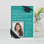 ターコイズとホワイトの大学トランクパーティーの写真 招待状 (スタンド正面)